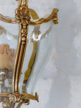 Load image into Gallery viewer, Charming Vintage French Hall Lantern Chandelier Ceiling Gilded Bronze Curved 2
