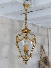 Load image into Gallery viewer, Charming Vintage French Hall Lantern Chandelier Ceiling Gilded Bronze Curved 2
