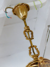 Load image into Gallery viewer, Charming Vintage French Hall Lantern Chandelier Ceiling Gilded Bronze Curved 2
