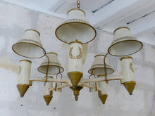 Load image into Gallery viewer, French Antique Chandelier Quinquet 5 Lights Painted Tole Empire 19TH Directoire
