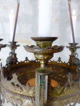 Load image into Gallery viewer, Antique Enameled French Crown Sanctuary Church Chandelier Ceiling Religious 19TH
