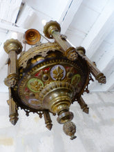 Load image into Gallery viewer, Antique Enameled French Crown Sanctuary Church Chandelier Ceiling Religious 19TH
