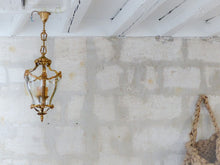 Load image into Gallery viewer, Charming Vintage French Hall Lantern Chandelier Ceiling Gilded Bronze Curved 2
