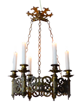 Load image into Gallery viewer, Antique Gothic French Sanctuary Church Crown Chandelier Ceiling Religious 19TH
