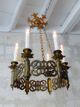 Load image into Gallery viewer, Antique Gothic French Sanctuary Church Crown Chandelier Ceiling Religious 19TH
