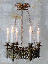 Load image into Gallery viewer, Antique Gothic French Sanctuary Church Crown Chandelier Ceiling Religious 19TH
