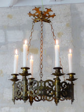 Load image into Gallery viewer, Antique Gothic French Sanctuary Church Crown Chandelier Ceiling Religious 19TH
