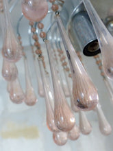 Load image into Gallery viewer, Vintage Waterfall Chandelier Pink Glass Drops 1970 MURANO Chrome VENINI Ceiling
