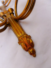 Load image into Gallery viewer, Antique PAIR French Louis XVI Wall Light Sconce Hunting Horn Torch Gilded Bronze
