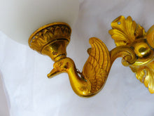 Load image into Gallery viewer, Gorgeous Antique PAIRE Empire Wall Light Opaline RARE 2 Light Swan Bronze 1920
