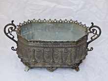 Load image into Gallery viewer, Rare Antique French Jardiniere Brass Planter Cherub Gothic 1890 Centerpiece 1
