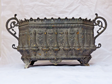 Load image into Gallery viewer, Rare Antique French Jardiniere Brass Planter Cherub Gothic 1890 Centerpiece 1
