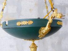 Load image into Gallery viewer, 19TH Antique French 3 Arms Ormolu Bronze Brass Tole Chandelier Ceiling Empire x
