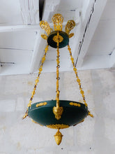 Load image into Gallery viewer, 19TH Antique French 3 Arms Ormolu Bronze Brass Tole Chandelier Ceiling Empire x
