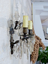 Load image into Gallery viewer, BACCARAT 19TH Gorgeous PAIR Wall Light Clear Crystal Drop Sconces Poignard
