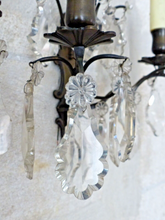 Load image into Gallery viewer, BACCARAT 19TH Gorgeous PAIR Wall Light Clear Crystal Drop Sconces Poignard
