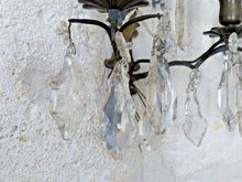 Load image into Gallery viewer, BACCARAT 19TH Gorgeous PAIR Wall Light Clear Crystal Drop Sconces Poignard
