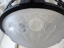 Load image into Gallery viewer, XL Large Antique French ART DECO Ceiling Suspension Chandelier 1930 Signed DEGUE
