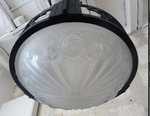 Load image into Gallery viewer, XL Large Antique French ART DECO Ceiling Suspension Chandelier 1930 Signed DEGUE
