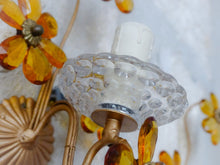 Load image into Gallery viewer, Nice Vintage Italian Pair Wall Light Sconces Gilded Prisms Flowers 1950 Crystal
