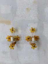 Load image into Gallery viewer, Nice Vintage Italian Pair Wall Light Sconces Gilded Prisms Flowers 1950 Crystal
