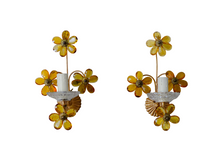 Load image into Gallery viewer, Nice Vintage Italian Pair Wall Light Sconces Gilded Prisms Flowers 1950 Crystal
