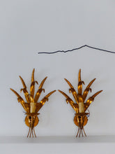 Load image into Gallery viewer, Pair of French Gilt Metal Ear of Wheat Sconces Inspired By Coco Chanel, Wired
