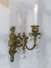 Load image into Gallery viewer, Large Antique French Bronze Rococo 19TH Wall Light Sconce Louis XV Crystal Balls
