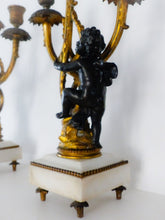 Load image into Gallery viewer, Gorgeous Antique Pair French Couple Cherub Candlestick gilded Bronze Patina 19TH
