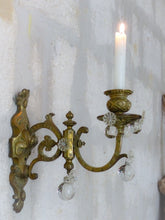 Load image into Gallery viewer, Large Antique French Bronze Rococo 19TH Wall Light Sconce Louis XV Crystal Balls
