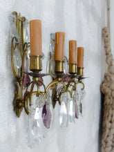 Load image into Gallery viewer, BACCARAT 19TH Gorgeous PAIR Wall Light Clear Crystal Drop Sconces Lyre
