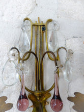 Load image into Gallery viewer, BACCARAT 19TH Gorgeous PAIR Wall Light Clear Crystal Drop Sconces Lyre
