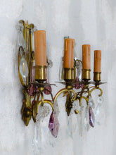 Load image into Gallery viewer, BACCARAT 19TH Gorgeous PAIR Wall Light Clear Crystal Drop Sconces Lyre
