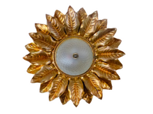 Load image into Gallery viewer, 22&quot; Large Mid Century Gilded Foliage Wall Light Ceiling Sunburst BANCI Style
