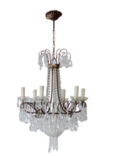 Load image into Gallery viewer, Gorgeous Vintage French Basket Chandelier 6 Fires Clear Drops Prisms Cup 1950
