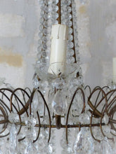 Load image into Gallery viewer, Gorgeous Vintage French Basket Chandelier 6 Fires Clear Drops Prisms Cup 1950
