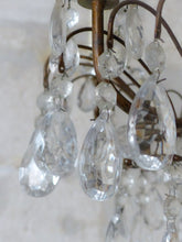 Load image into Gallery viewer, Gorgeous Vintage French Basket Chandelier 6 Fires Clear Drops Prisms Cup 1950
