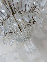 Load image into Gallery viewer, Gorgeous Vintage French Basket Chandelier 6 Fires Clear Drops Prisms Cup 1950
