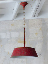 Load image into Gallery viewer, French Antique Ceiling Red Painted Tole Empire 19TH Directoire Bouillotte
