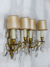 Load image into Gallery viewer, 19TH Gorgeous antique PAIR Wall Light Clear Crystal Drop Sconces Lyre Prisms
