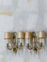 Load image into Gallery viewer, 19TH Gorgeous antique PAIR Wall Light Clear Crystal Drop Sconces Lyre Prisms
