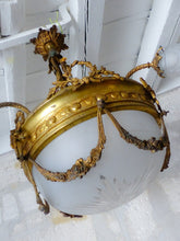 Load image into Gallery viewer, 19TH Antique French 3 Arms Ormolu Bronze Brass Chandelier Cut Crystal Ceiling
