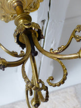 Load image into Gallery viewer, Gorgeous French Gilded Bronze Napoleon III Chandelier 3 fires Glass Shades 19TH
