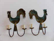 Load image into Gallery viewer, Gorgeous 1950 Pair Wall Lights Brass Rooster Atelier Cerenne of Vallauris
