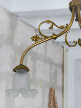 Load image into Gallery viewer, Gorgeous French Gilded Bronze Napoleon III Chandelier 3 fires Glass Shades 19TH
