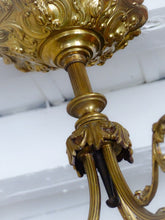 Load image into Gallery viewer, Gorgeous French Gilded Bronze Napoleon III Chandelier 3 fires Glass Shades 19TH
