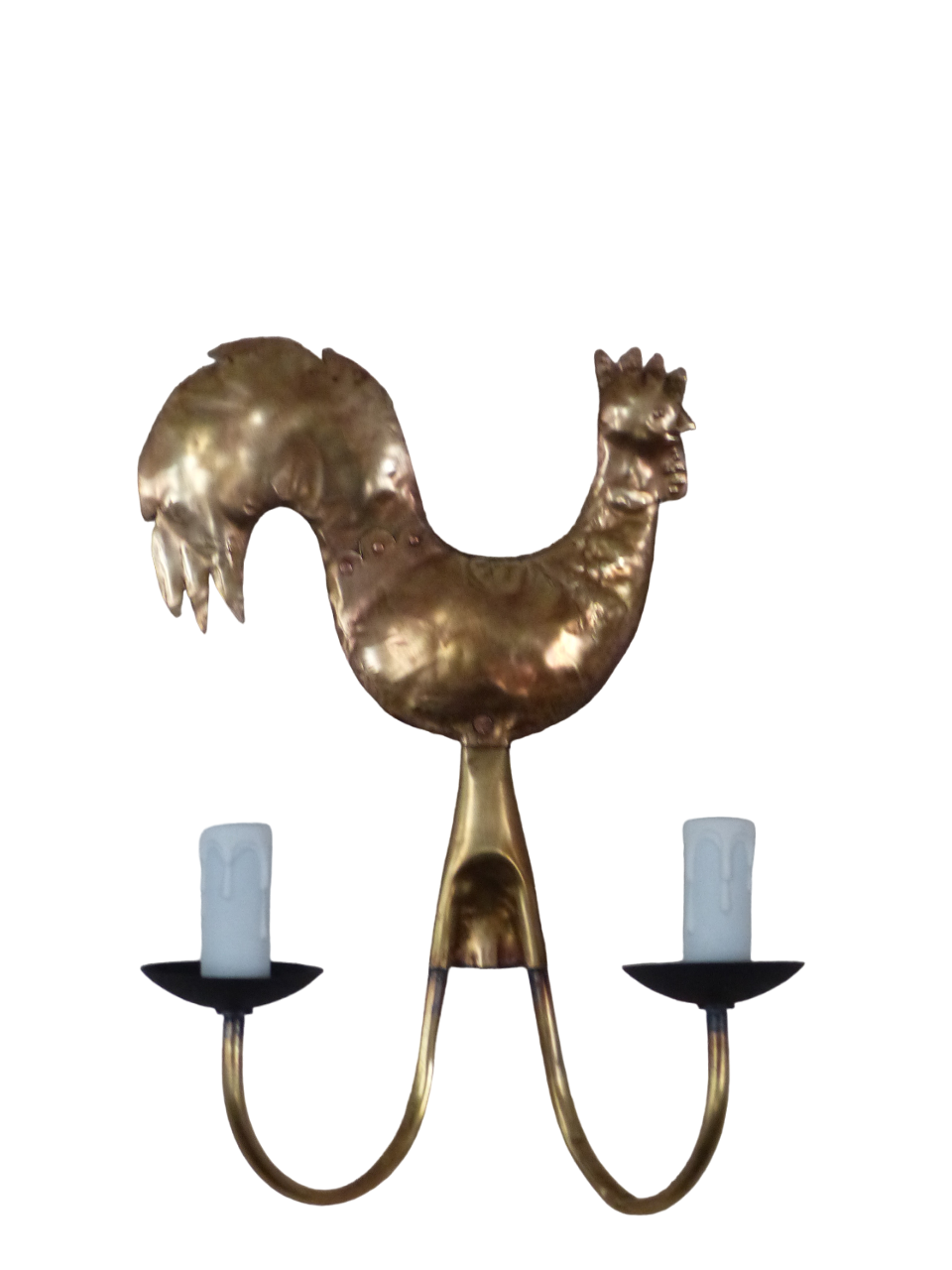 Gorgeous 1950 Wall Light Brass Rooster Atelier Cerenne of Vallauris Modernist