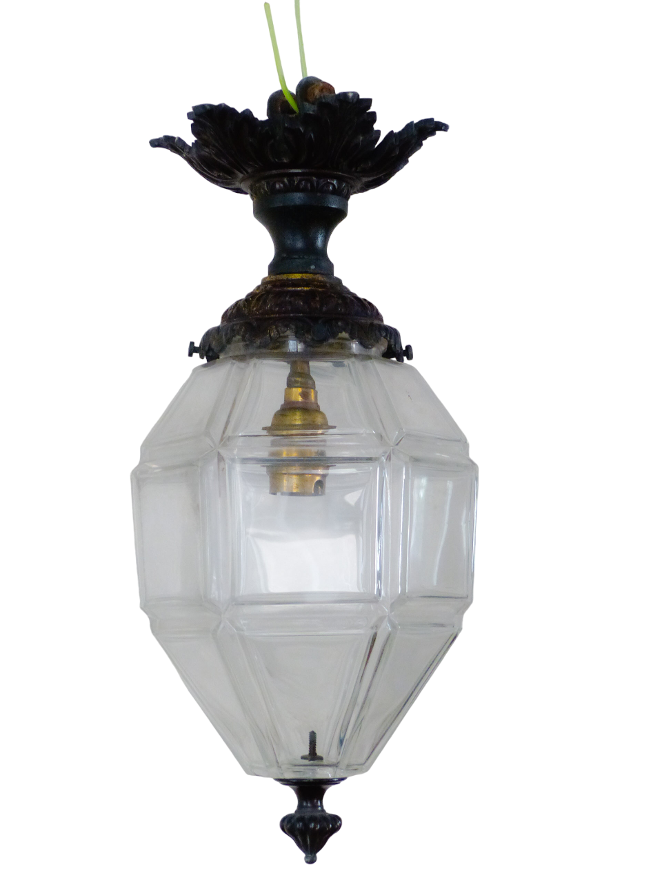 Gorgeous Small French Hall Lantern 1900 Chandelier Ceiling Gilded Bronze Crystal