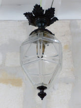 Load image into Gallery viewer, Gorgeous Small French Hall Lantern 1900 Chandelier Ceiling Gilded Bronze Crystal
