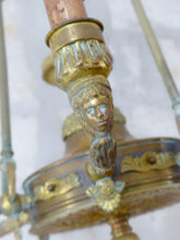 Load image into Gallery viewer, Antique French 6 Arms Church Religious Ormolu Bronze Chandelier Ceiling 19TH
